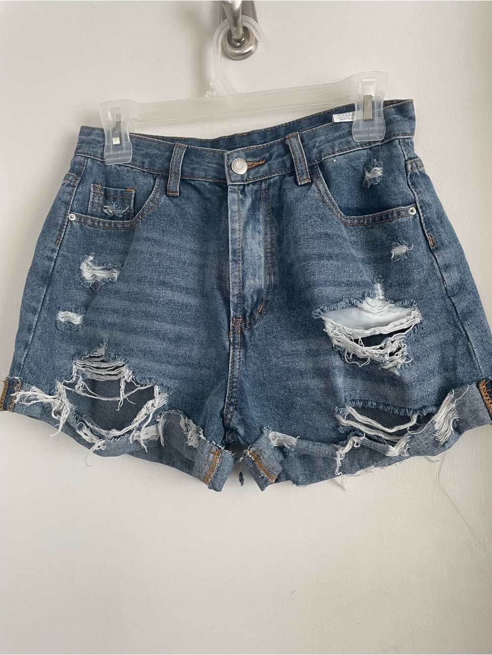 SHEIN Distressed Dark Blue Denim Shorts